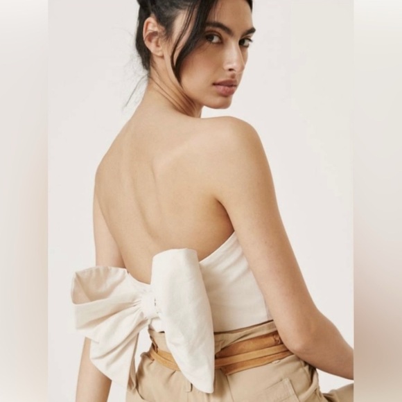 Hutch for Anthropologie strapless top Big Bow in back Womens size 12 Linen blend - Picture 9 of 9